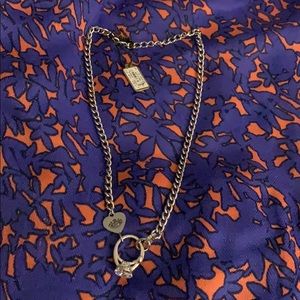 Juicy couture silver tone ring necklace